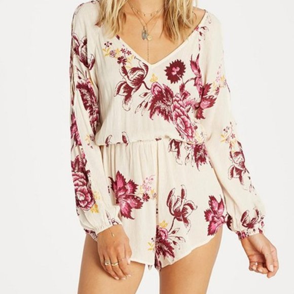 Billabong Pants - Billabong  Ivory Moonlight Lace-Up Romper